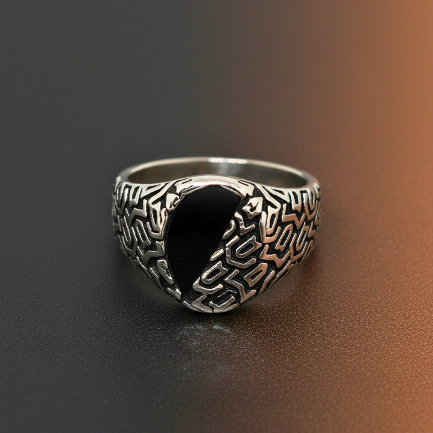 The Men Thing Rings Royal Series - NIGHT GRIM RING - Pure Stainless Steel Men’s Steel-Plated Ring – Statement Luxury Jewelry (Size : 17-21-27)