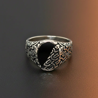 The Men Thing Rings Royal Series - NIGHT GRIM RING - Pure Stainless Steel Men’s Steel-Plated Ring – Statement Luxury Jewelry (Size : 17-21-27)