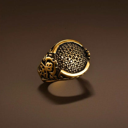 THE MEN THING Rings Royal Series - NIGHTFORGE SIGNET RING - Pure Stainless Steel Men’s Gold-Plated Ring – Statement Luxury Jewelry (Size : 19-22)