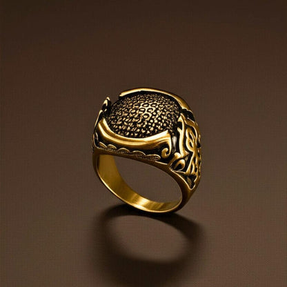 THE MEN THING Rings Royal Series - NIGHTFORGE SIGNET RING - Pure Stainless Steel Men’s Gold-Plated Ring – Statement Luxury Jewelry (Size : 19-22)