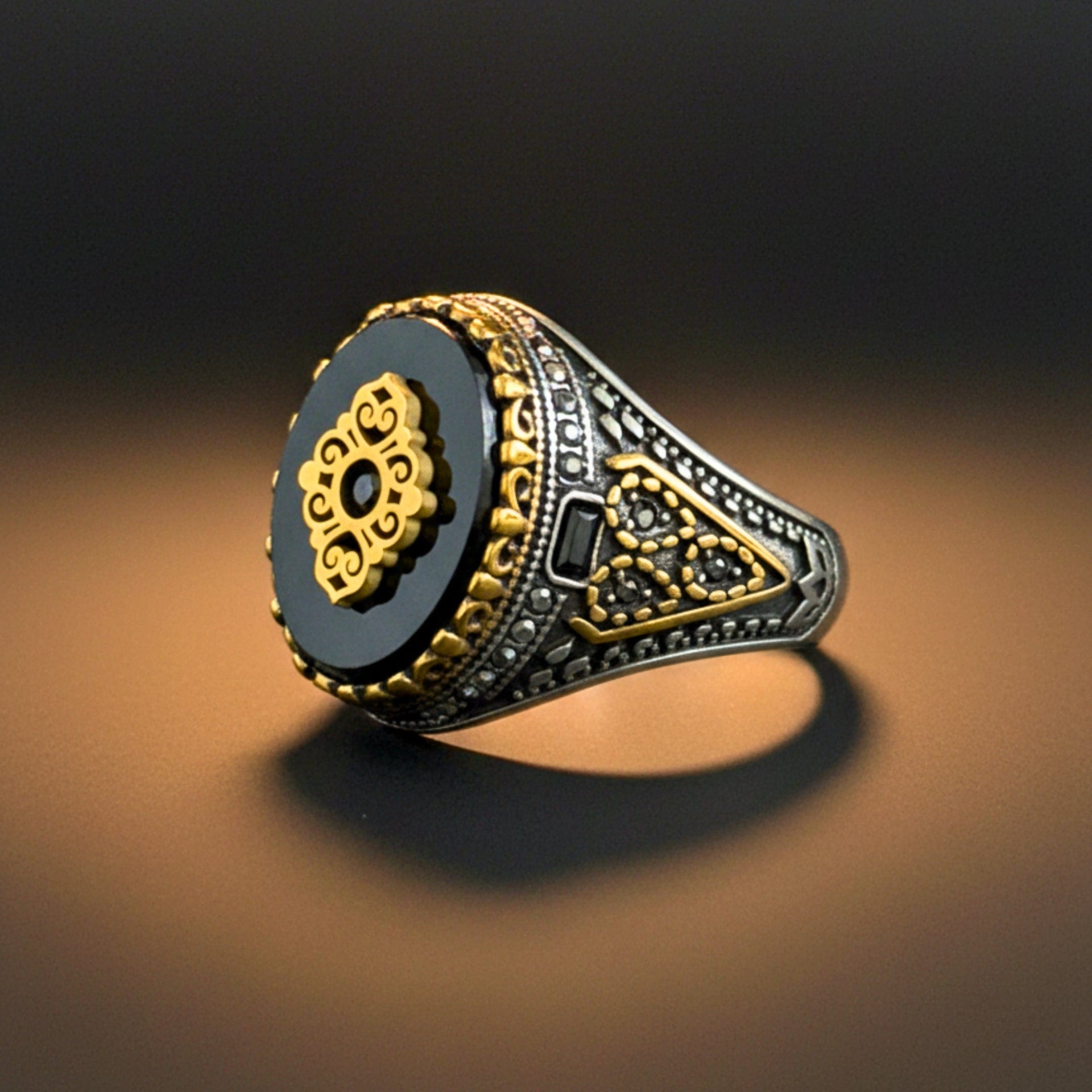 THE MEN THING Rings Royal Series - Noble Crest RING - Pure Stainless Steel Men’s Silver-Plated Ring – Statement Luxury Jewelry (Size : 17-18-22-26-28)