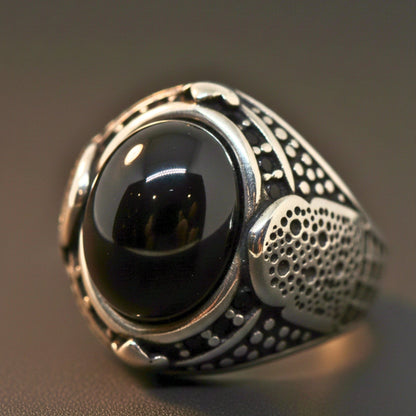 THE MEN THING Rings Royal Series - NOCTIS AEGIS RING - Pure Stainless Steel Men’s Steel-Plated Ring – Statement Luxury Jewelry (Size : 17-19-21-22-24-25-26-27)