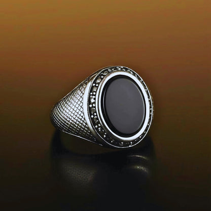 THE MEN THING Rings Royal Series - NOCTIS REGNUM RING - Pure Stainless Steel Men’s Steel-Plated Ring – Statement Luxury Jewelry (Size : 19-22-24)