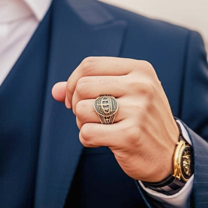 THE MEN THING Rings Royal Series - ORIZON CROWN RING - Pure Stainless Steel Men’s Rose Gold-Plated Ring – Statement Luxury Jewelry (Size : 19-22-24)