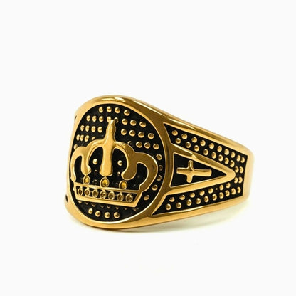 THE MEN THING Rings Royal Series - ORIZON CROWN RING - Pure Stainless Steel Men’s Rose Gold-Plated Ring – Statement Luxury Jewelry (Size : 19-22-24)