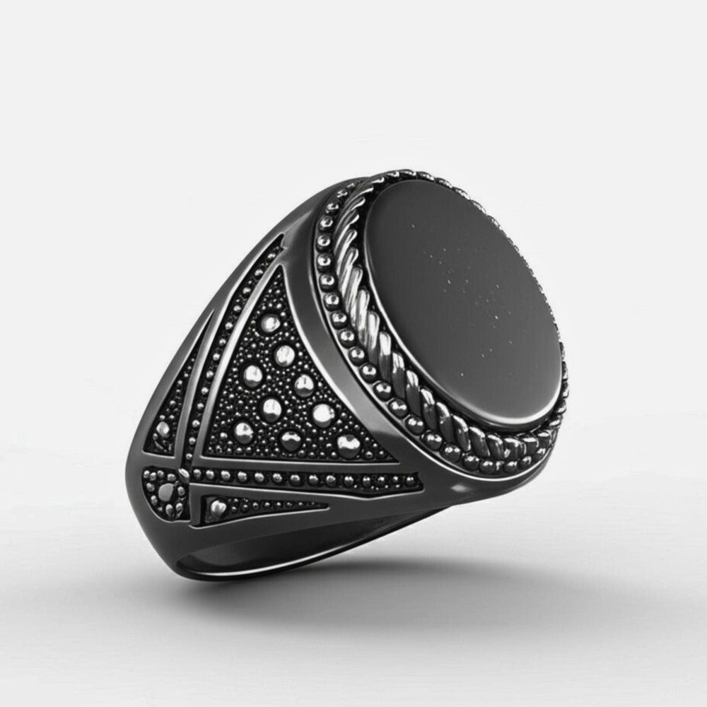 THE MEN THING Rings Royal Series - OSIRIS FANG RING - Pure Stainless Steel Men’s Black-Plated Ring – Statement Luxury Jewelry (Size : 19-22-24)