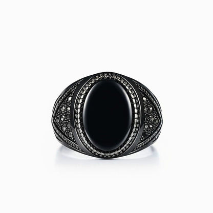 THE MEN THING Rings Royal Series - OSIRIS FANG RING - Pure Stainless Steel Men’s Black-Plated Ring – Statement Luxury Jewelry (Size : 19-22-24)
