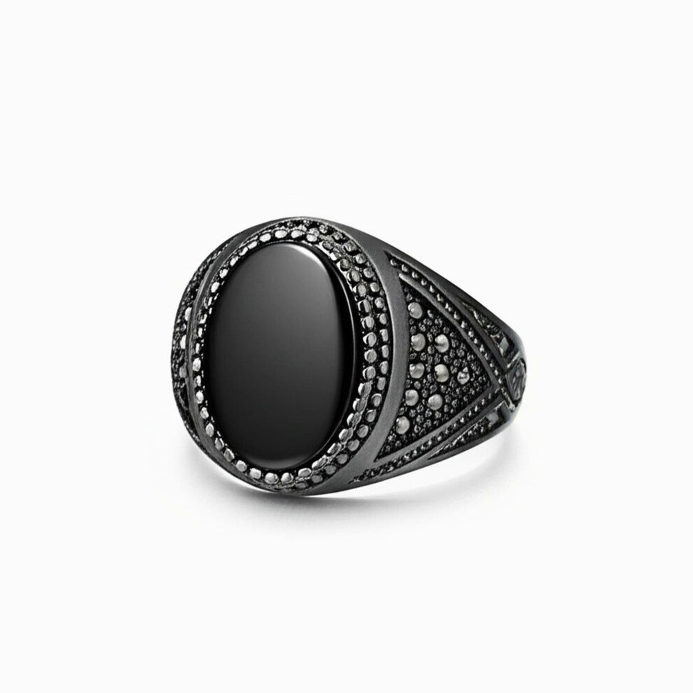THE MEN THING Rings Royal Series - OSIRIS FANG RING - Pure Stainless Steel Men’s Black-Plated Ring – Statement Luxury Jewelry (Size : 19-22-24)