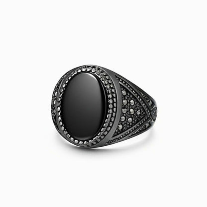 THE MEN THING Rings Royal Series - OSIRIS FANG RING - Pure Stainless Steel Men’s Black-Plated Ring – Statement Luxury Jewelry (Size : 19-22-24)