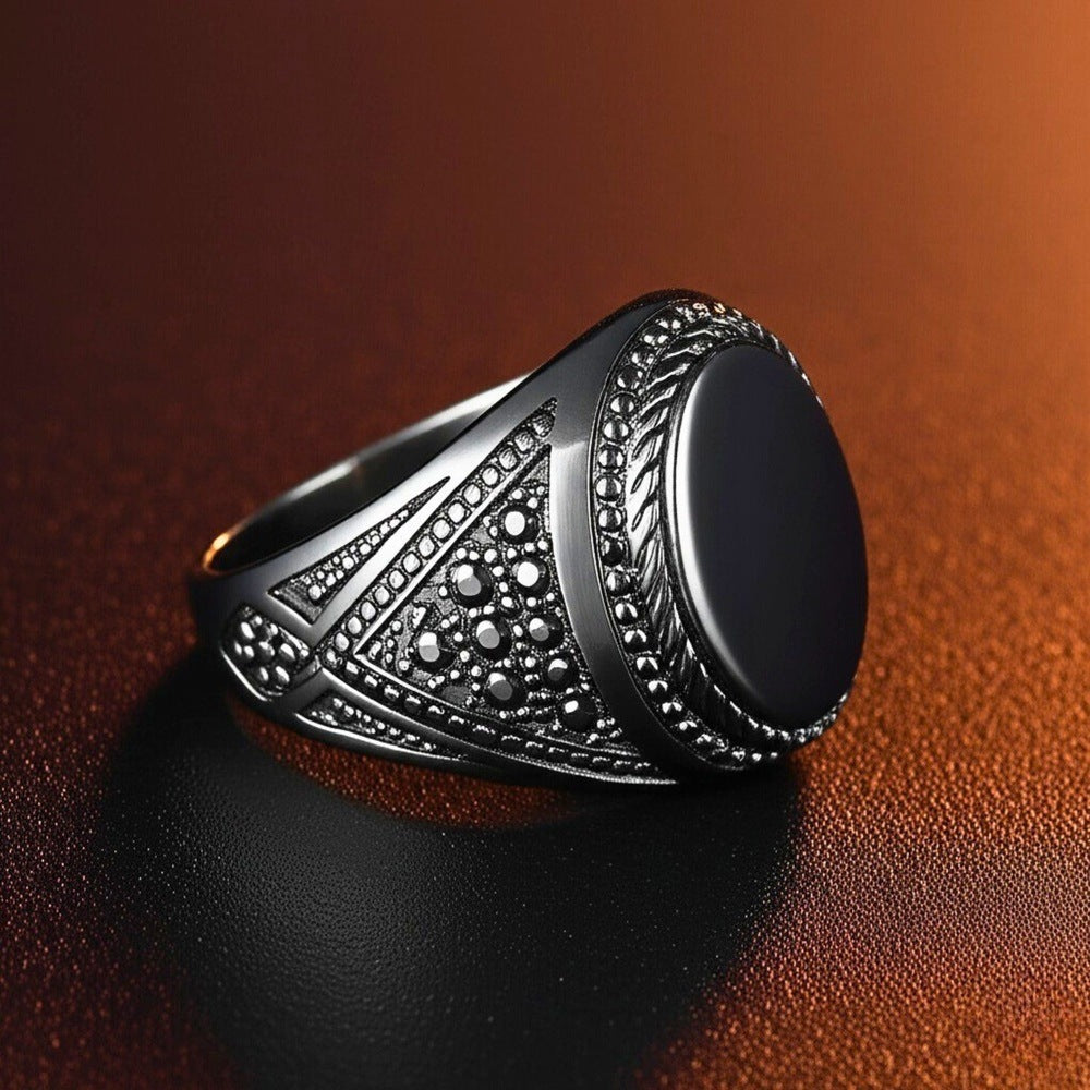 THE MEN THING Rings Royal Series - OSIRIS FANG RING - Pure Stainless Steel Men’s Black-Plated Ring – Statement Luxury Jewelry (Size : 19-22-24)