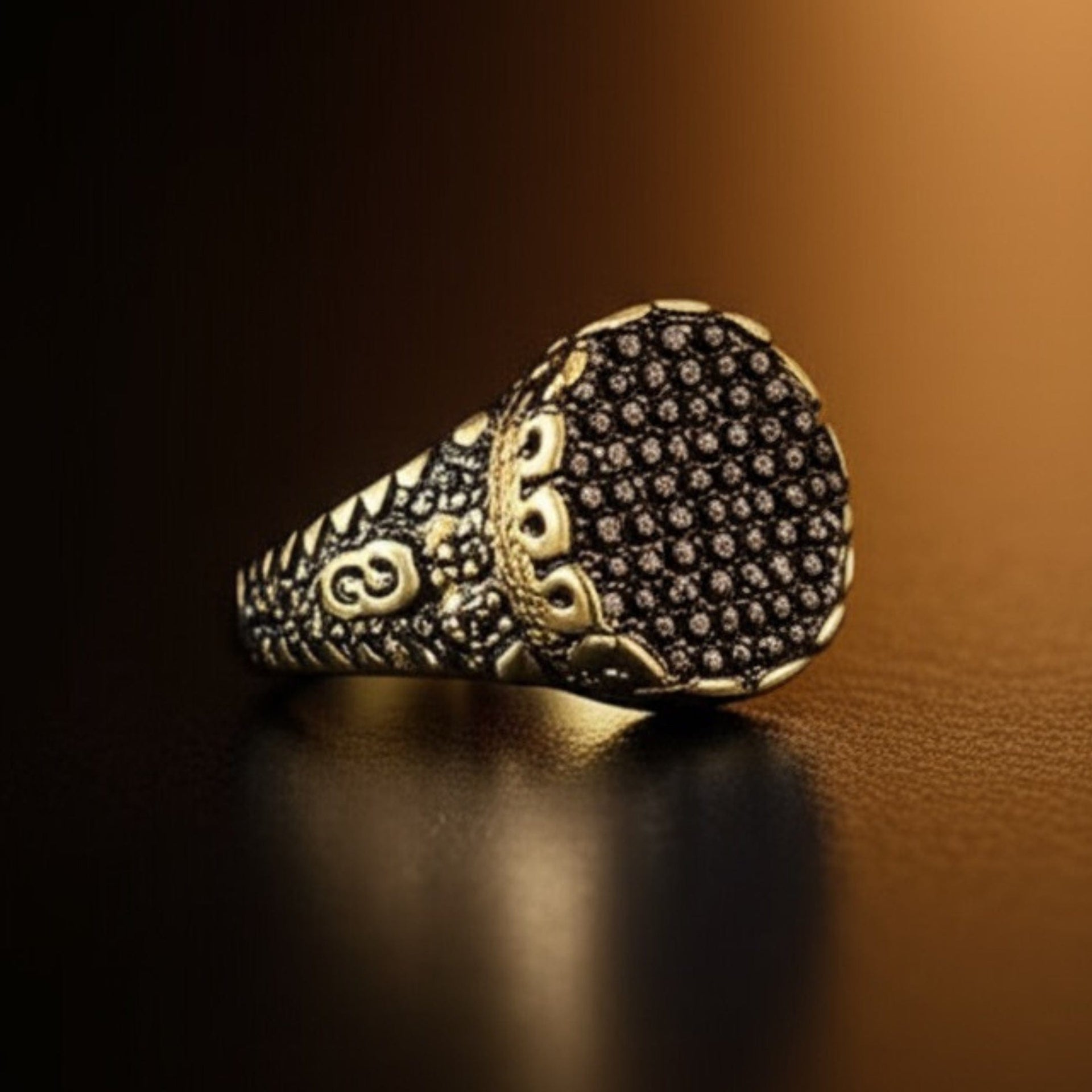 THE MEN THING Rings Royal Series - RAVEN CROWN RING - Pure Stainless Steel Men’s Gold-Plated Ring – Statement Luxury Jewelry (Size : -17-20-24-27)