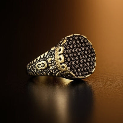 THE MEN THING Rings Royal Series - RAVEN CROWN RING - Pure Stainless Steel Men’s Gold-Plated Ring – Statement Luxury Jewelry (Size : -17-20-24-27)