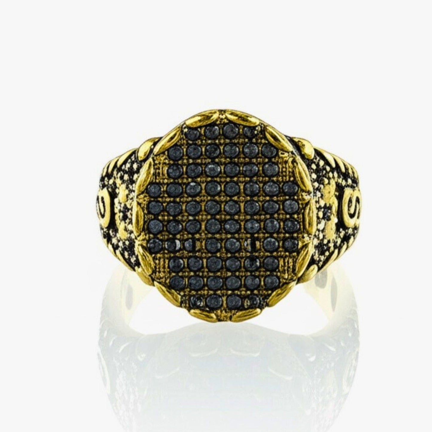 THE MEN THING Rings Royal Series - RAVEN CROWN RING - Pure Stainless Steel Men’s Gold-Plated Ring – Statement Luxury Jewelry (Size : -17-20-24-27)