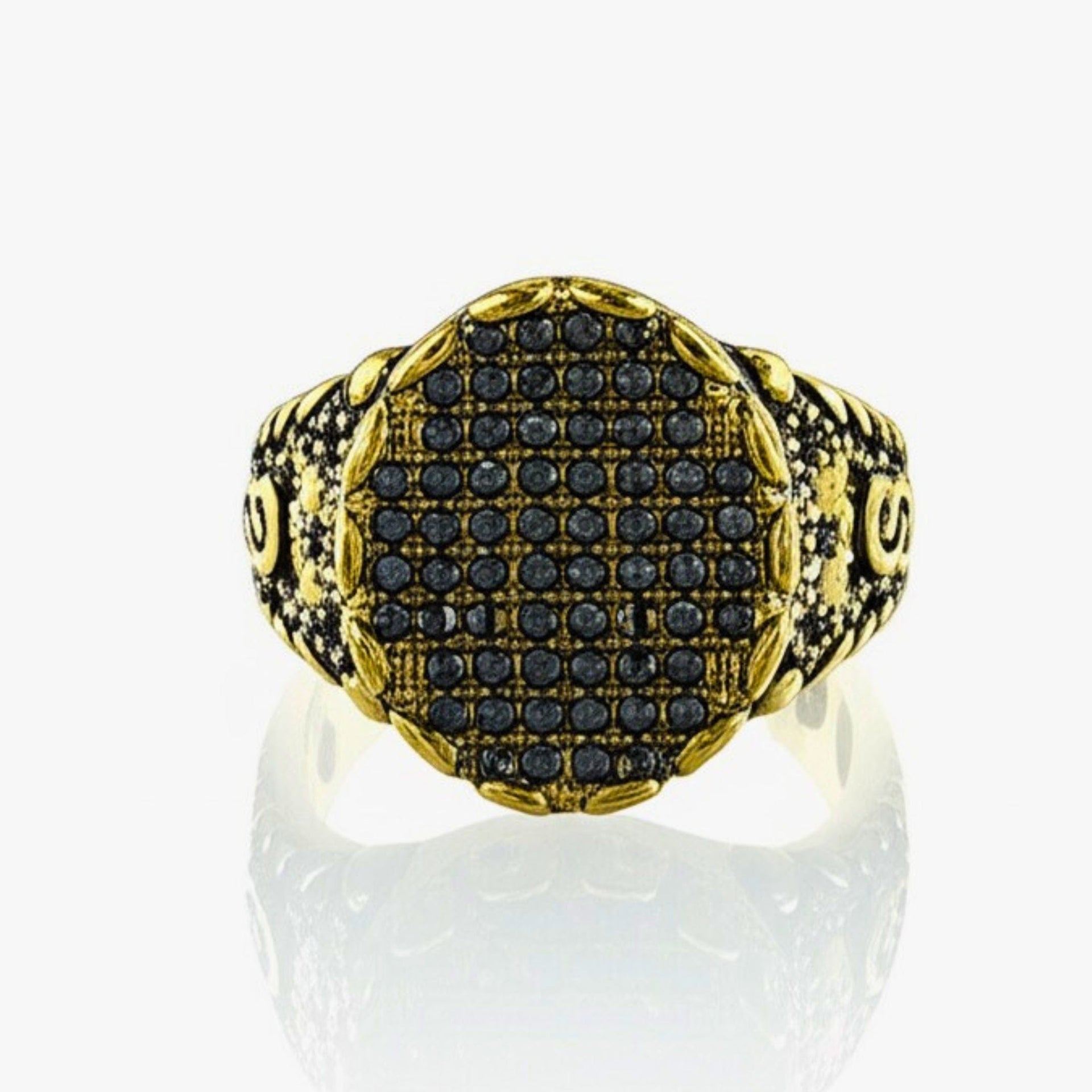 THE MEN THING Rings Royal Series - RAVEN CROWN RING - Pure Stainless Steel Men’s Gold-Plated Ring – Statement Luxury Jewelry (Size : -17-20-24-27)