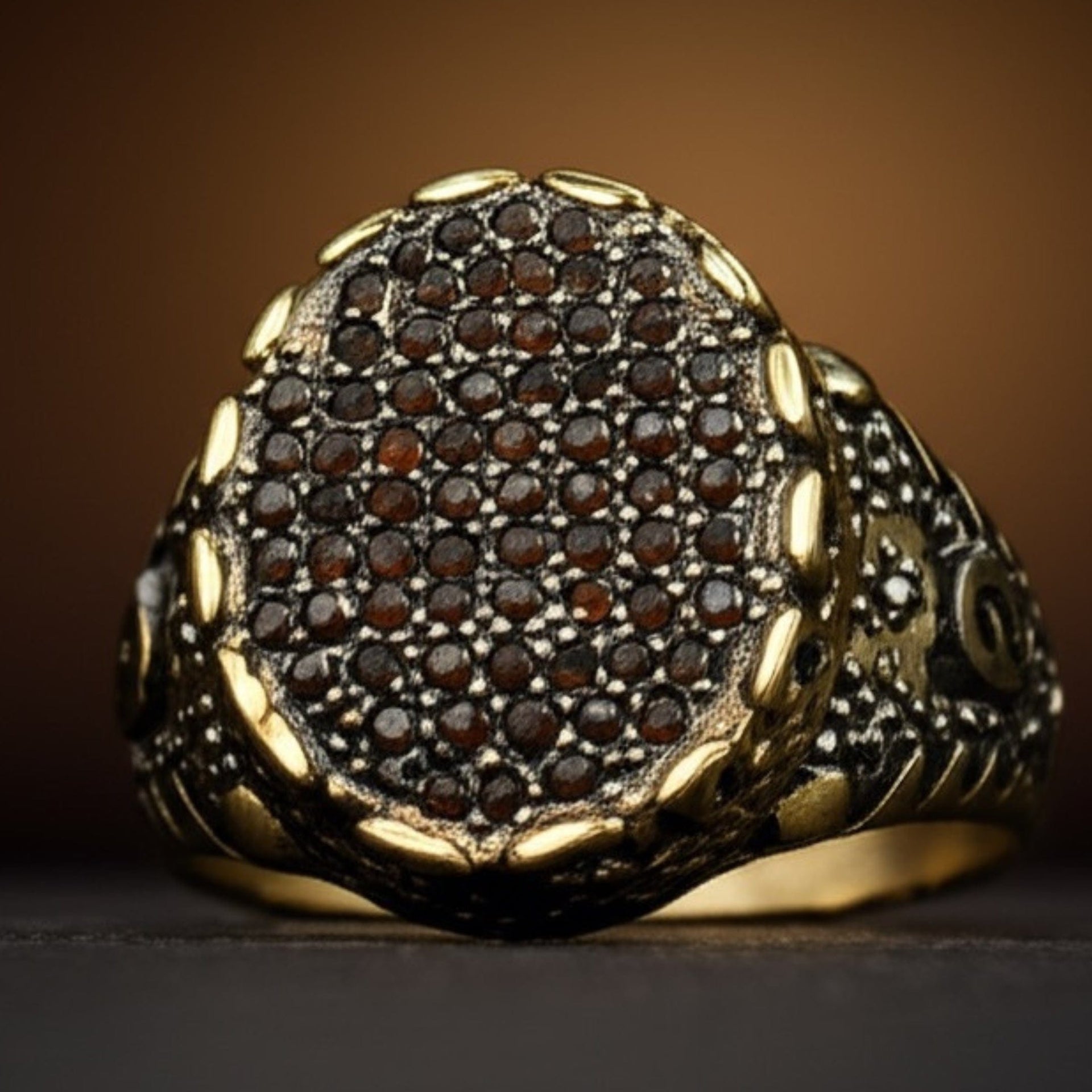 THE MEN THING Rings Royal Series - RAVEN CROWN RING - Pure Stainless Steel Men’s Gold-Plated Ring – Statement Luxury Jewelry (Size : -17-20-24-27)