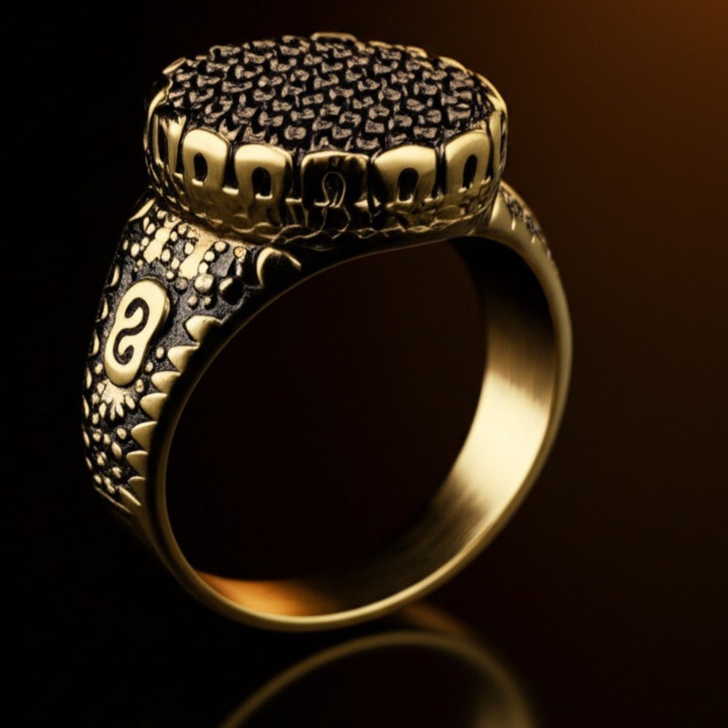 THE MEN THING Rings Royal Series - RAVEN CROWN RING - Pure Stainless Steel Men’s Gold-Plated Ring – Statement Luxury Jewelry (Size : -17-20-24-27)