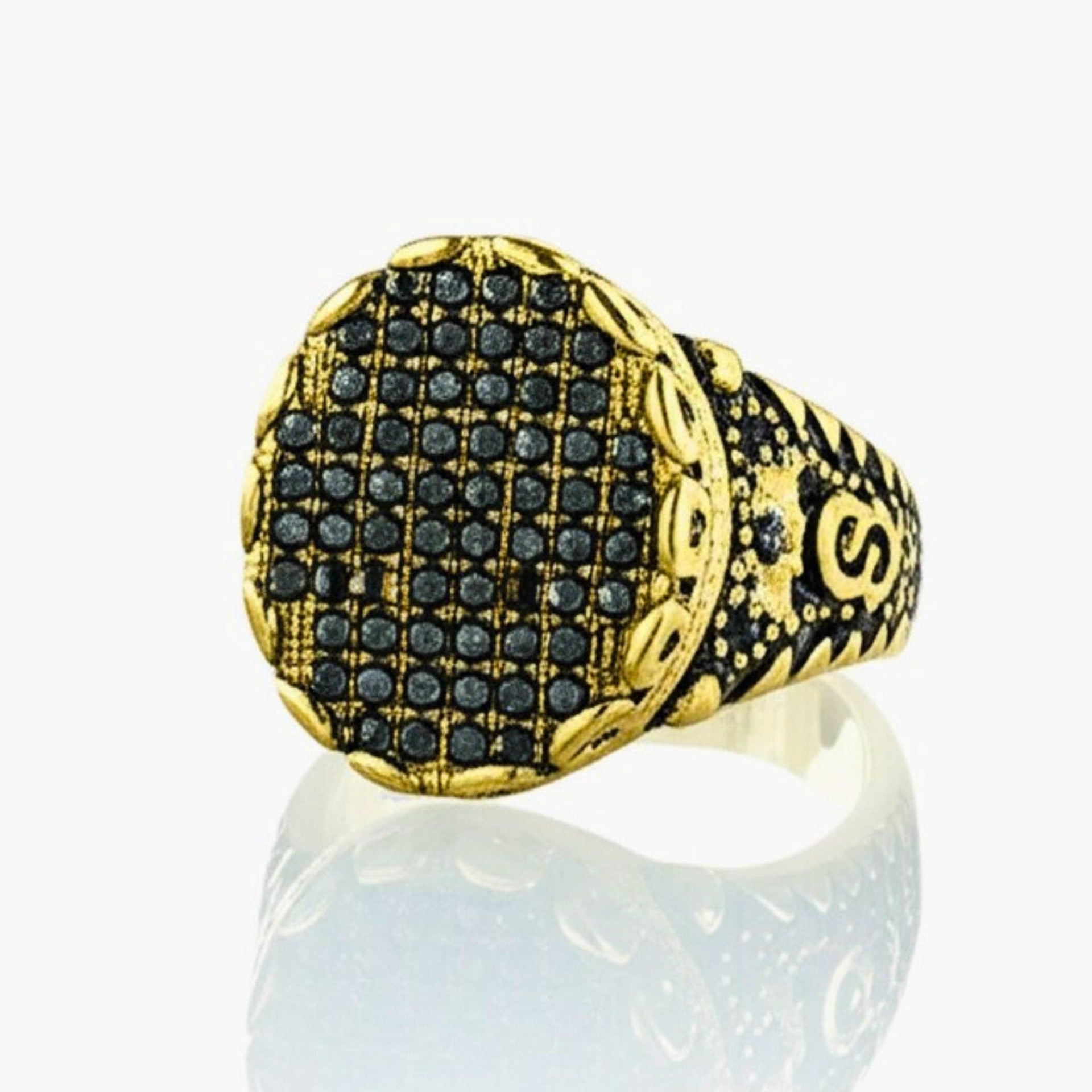 THE MEN THING Rings Royal Series - RAVEN CROWN RING - Pure Stainless Steel Men’s Gold-Plated Ring – Statement Luxury Jewelry (Size : -17-20-24-27)