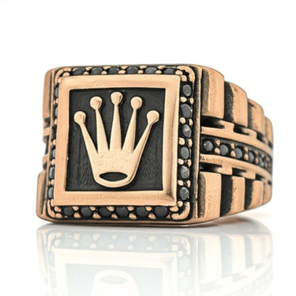 THE MEN THING Rings Royal Series - REGAL EMBER  RING - Pure Stainless Steel Men’s Rose Gold-Plated Ring – Statement Luxury Jewelry (Size : 16-19-21-24)