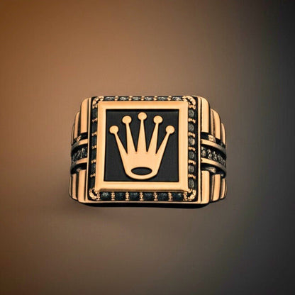 THE MEN THING Rings Royal Series - REGAL EMBER  RING - Pure Stainless Steel Men’s Rose Gold-Plated Ring – Statement Luxury Jewelry (Size : 16-19-21-24)