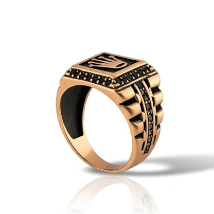 THE MEN THING Rings Royal Series - REGAL EMBER  RING - Pure Stainless Steel Men’s Rose Gold-Plated Ring – Statement Luxury Jewelry (Size : 16-19-21-24)