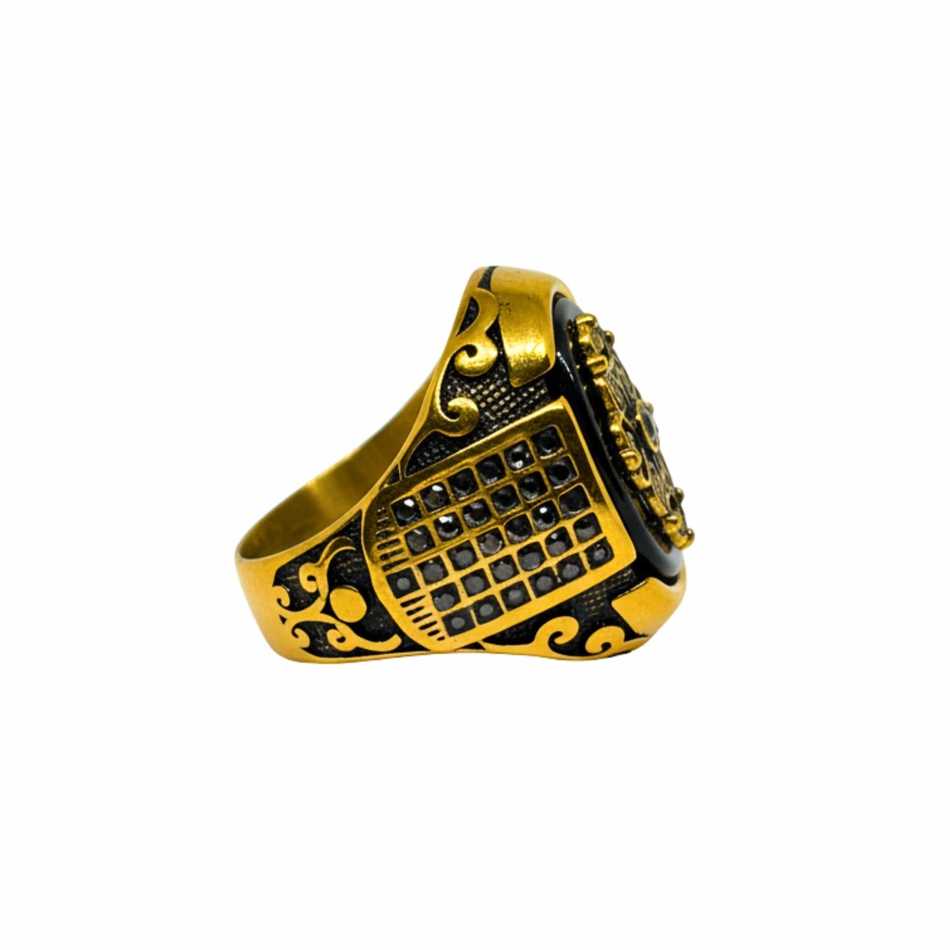 THE MEN THING Rings Royal Series - REGALIA MATRIX RING - Pure Stainless Steel Men’s Gold-Plated Ring – Statement Luxury Jewelry (Size : 16-17-20-21-26-27)