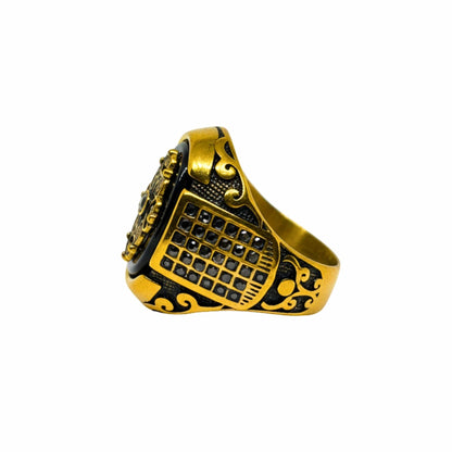 THE MEN THING Rings Royal Series - REGALIA MATRIX RING - Pure Stainless Steel Men’s Gold-Plated Ring – Statement Luxury Jewelry (Size : 16-17-20-21-26-27)