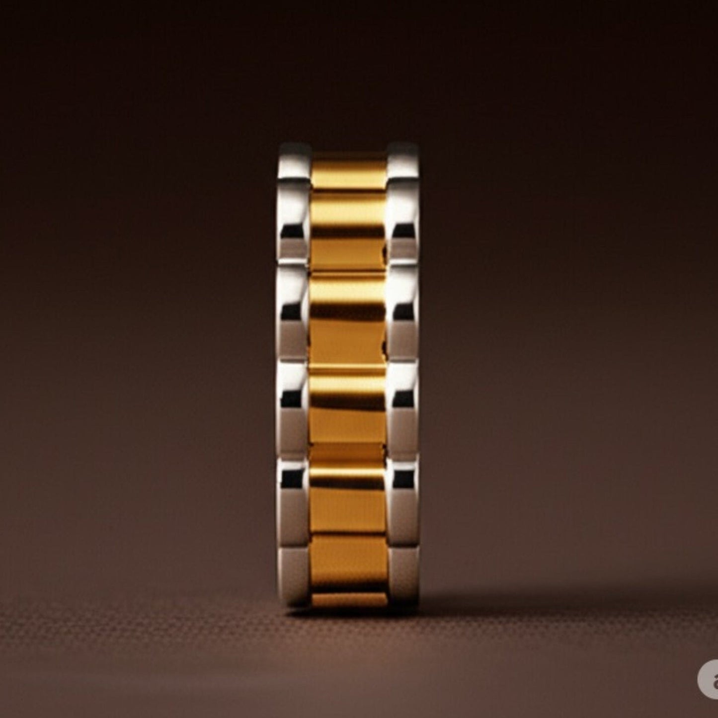 THE MEN THING Rings Royal Series - RIPPLE BAND RING - Pure Stainless Steel Men’s Steel-Gold-Plated Ring – Statement Luxury Jewelry (Size : 16-19-22-24-27)