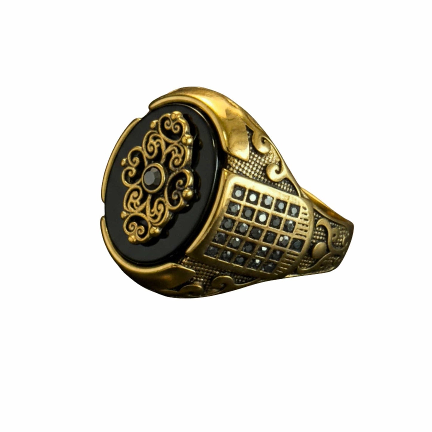 THE MEN THING Rings Royal Series - Royal Enigma RING - Pure Stainless Steel Men’s Gold-Plated Ring – Statement Luxury Jewelry (Size : 16-17-19-21-23-27)