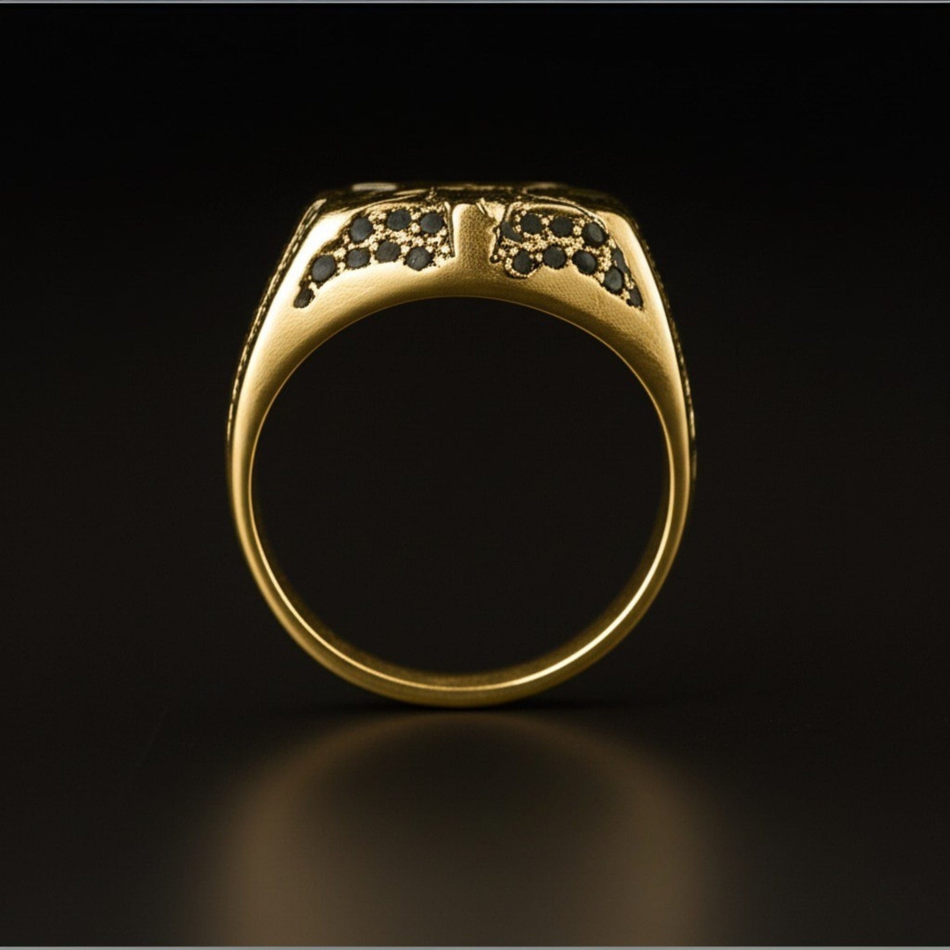 THE MEN THING Rings Royal Series - RUNIC ECLIPSE RING - Pure Stainless Steel Men’s Gold-Plated Ring – Statement Luxury Jewelry (Size : 19-22-24)