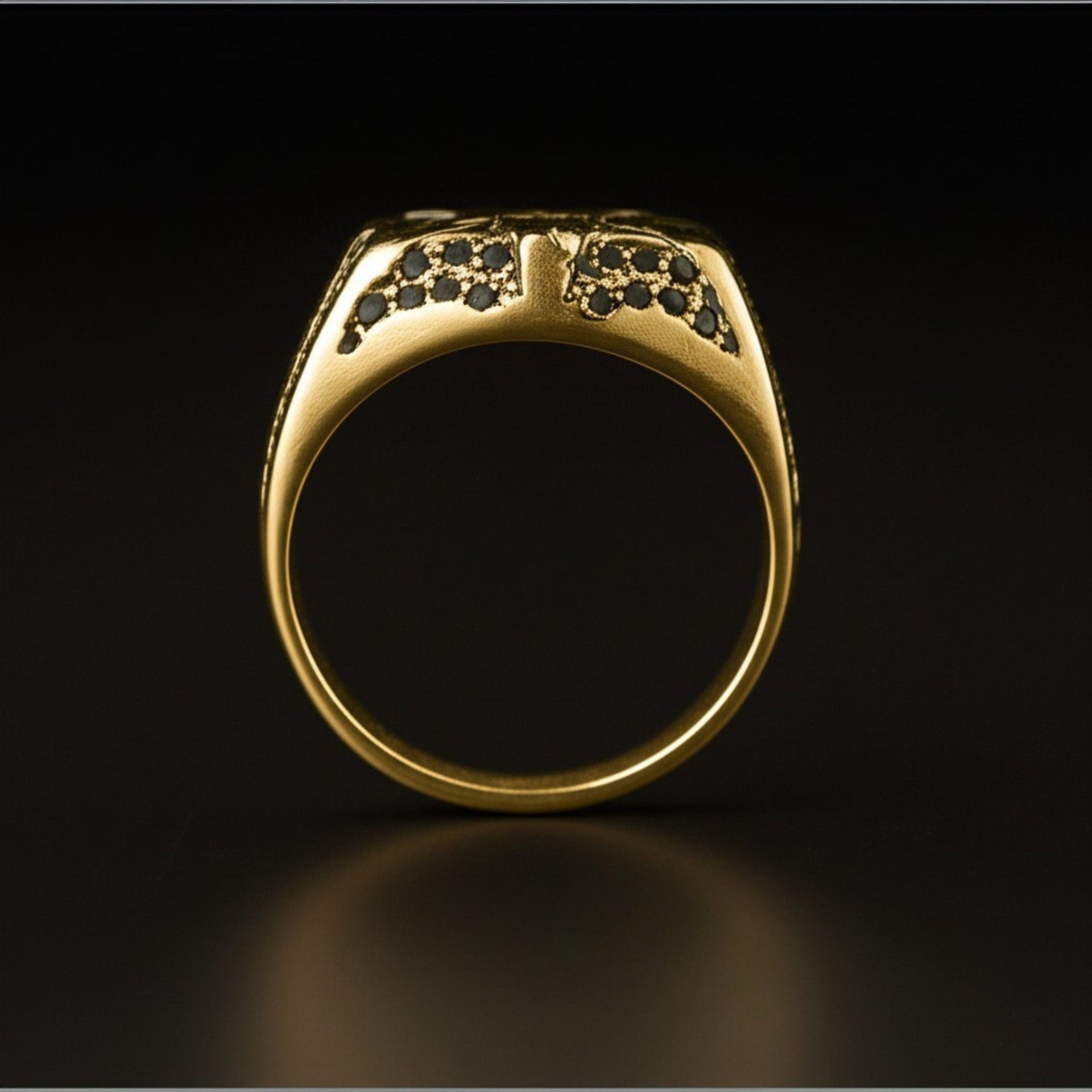 THE MEN THING Rings Royal Series - RUNIC ECLIPSE RING - Pure Stainless Steel Men’s Gold-Plated Ring – Statement Luxury Jewelry (Size : 19-22-24)