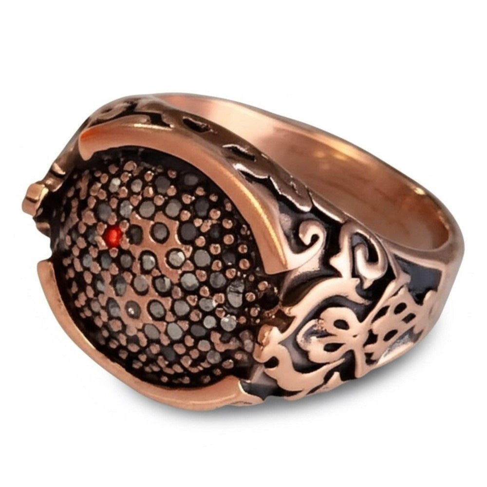 THE MEN THING Rings Royal Series - SHADOW BLOOM RING - Pure Stainless Steel Men’s Rose Gold-Plated Ring – Statement Luxury Jewelry (Size : 19-21-24)