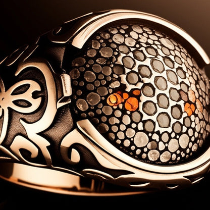 THE MEN THING Rings Royal Series - SHADOW BLOOM RING - Pure Stainless Steel Men’s Rose Gold-Plated Ring – Statement Luxury Jewelry (Size : 19-21-24)