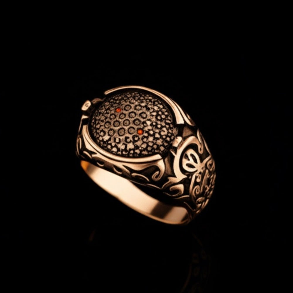 THE MEN THING Rings Royal Series - SHADOW BLOOM RING - Pure Stainless Steel Men’s Rose Gold-Plated Ring – Statement Luxury Jewelry (Size : 19-21-24)