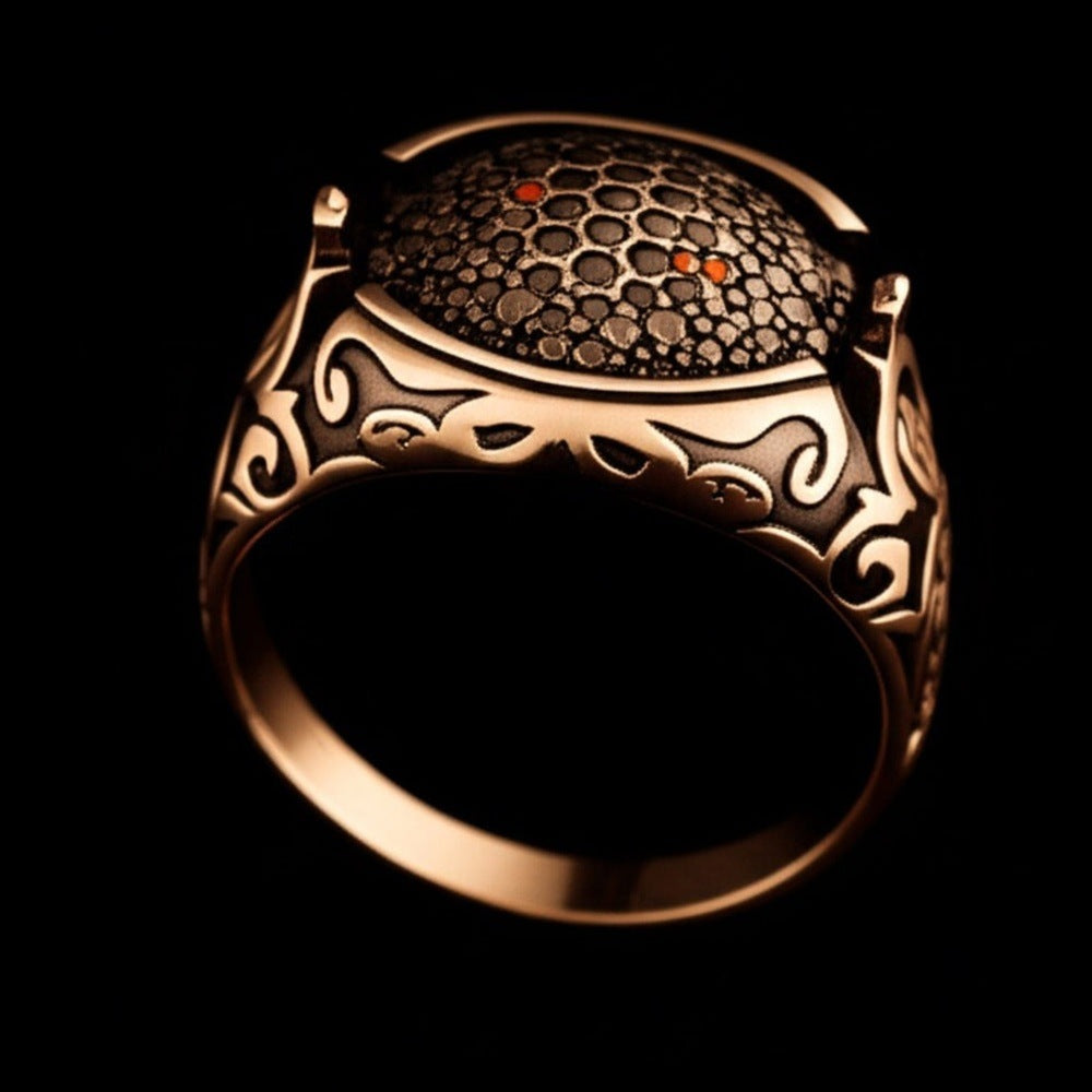 THE MEN THING Rings Royal Series - SHADOW BLOOM RING - Pure Stainless Steel Men’s Rose Gold-Plated Ring – Statement Luxury Jewelry (Size : 19-21-24)