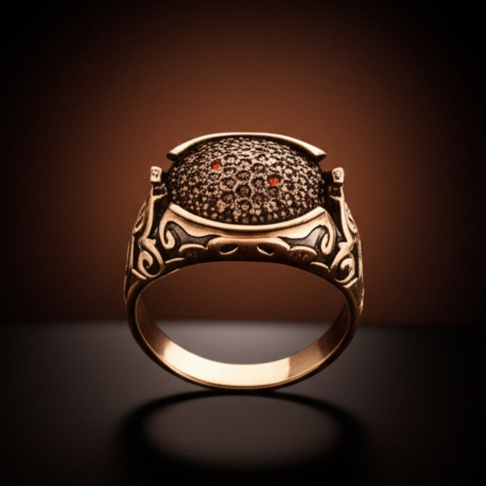 THE MEN THING Rings Royal Series - SHADOW BLOOM RING - Pure Stainless Steel Men’s Rose Gold-Plated Ring – Statement Luxury Jewelry (Size : 19-21-24)