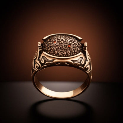 THE MEN THING Rings Royal Series - SHADOW BLOOM RING - Pure Stainless Steel Men’s Rose Gold-Plated Ring – Statement Luxury Jewelry (Size : 19-21-24)