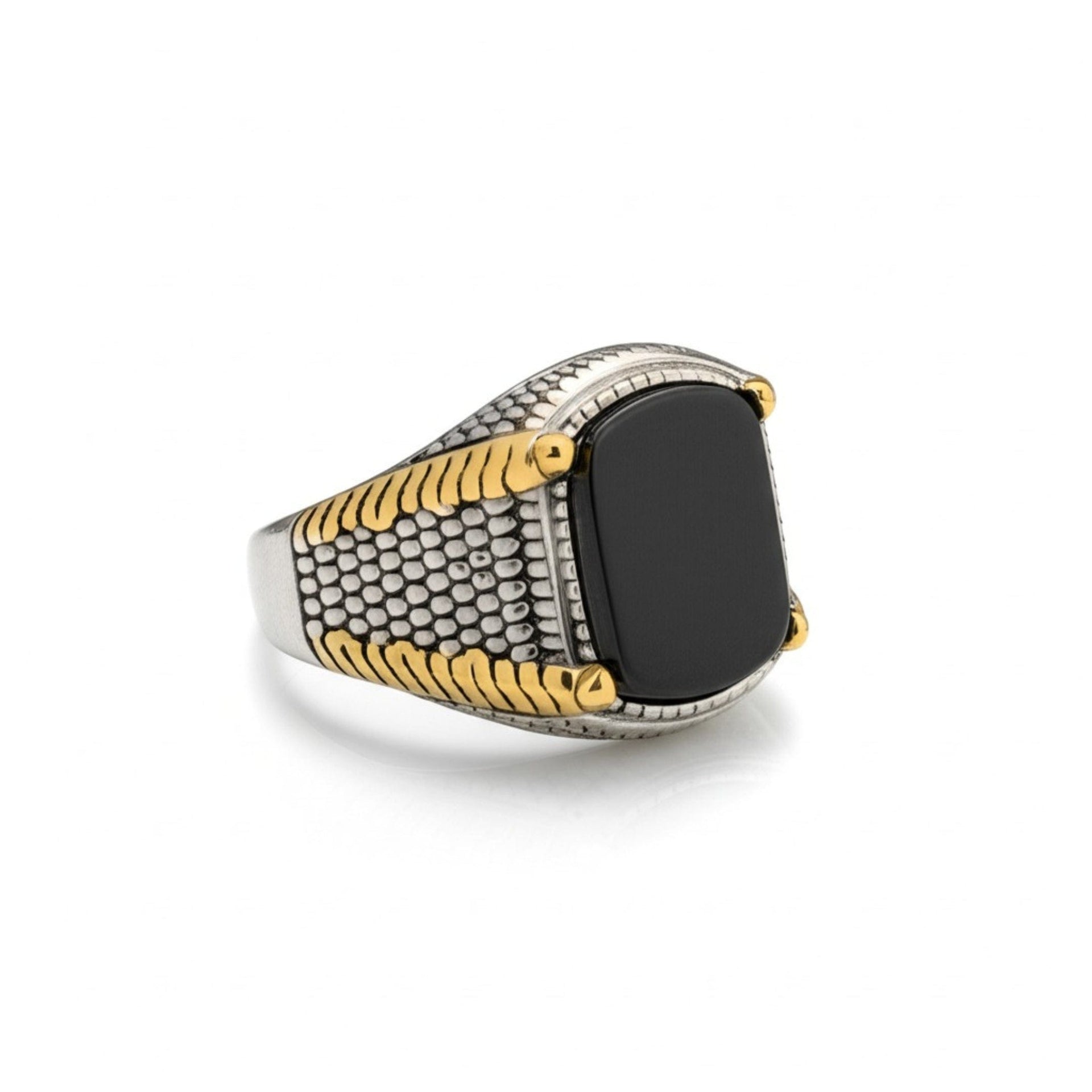 THE MEN THING Rings Royal Series - SHADOW SOVEREIGN RING - Pure Stainless Steel Men’s Steel-Gold-Plated Ring – Statement Luxury Jewelry (Size : 16-20-22-27)