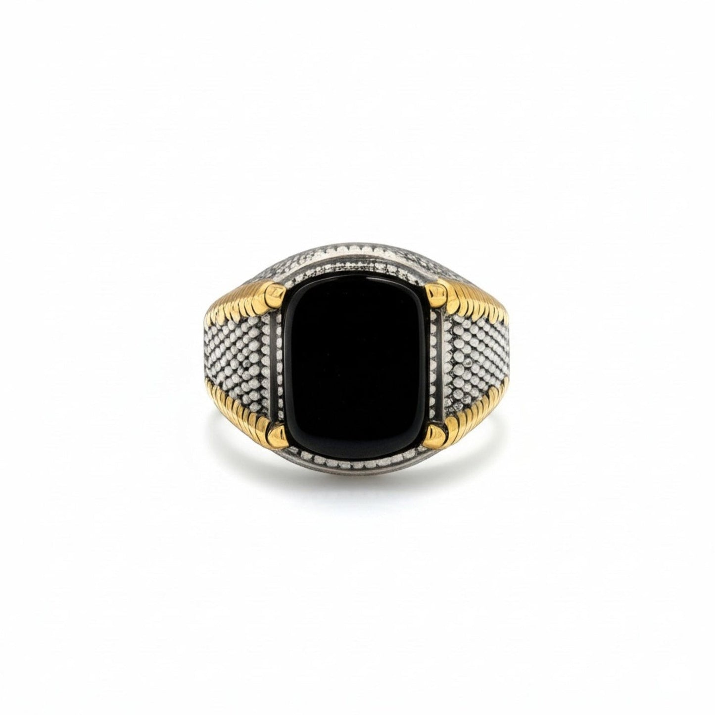 THE MEN THING Rings Royal Series - SHADOW SOVEREIGN RING - Pure Stainless Steel Men’s Steel-Gold-Plated Ring – Statement Luxury Jewelry (Size : 16-20-22-27)