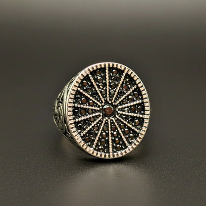 THE MEN THING Rings Royal Series - SHADOW SUN RING - Pure Stainless Steel Men’s Steel-Plated Ring – Statement Luxury Jewelry (Size : 15-16-17-18-21-22-26-27)