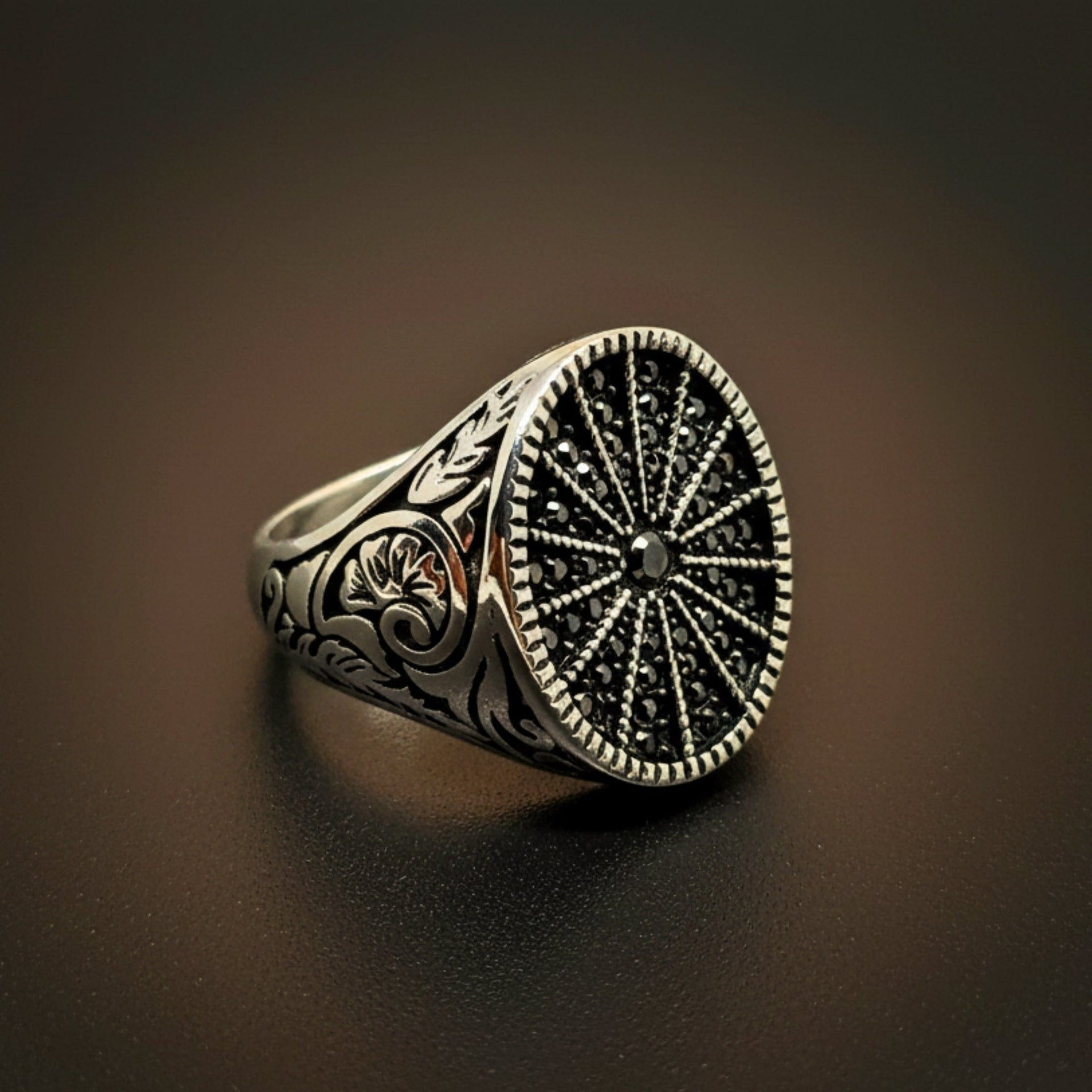 THE MEN THING Rings Royal Series - SHADOW SUN RING - Pure Stainless Steel Men’s Steel-Plated Ring – Statement Luxury Jewelry (Size : 15-16-17-18-21-22-26-27)