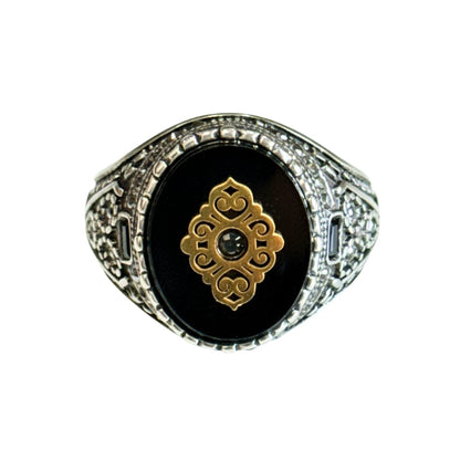 THE MEN THING Rings Royal Series - SILVER ELITE CREST RING - Pure Stainless Steel Men’s Steel-Gold-Plated Ring – Statement Luxury Jewelry (Size : 17-19-20-22-27)