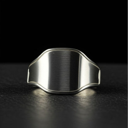 THE MEN THING Rings Royal Series - SILVERHUSH RING - Pure Stainless Steel Men’s Silver-Plated Ring – Statement Luxury Jewelry (Size : 16-19-22-24)