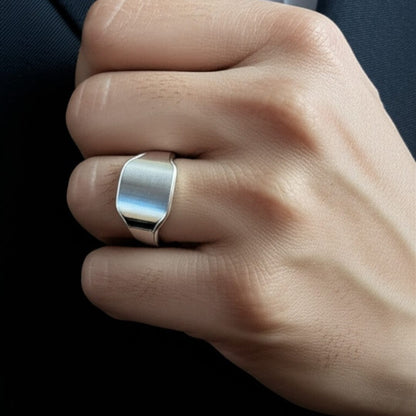 THE MEN THING Rings Royal Series - SILVERHUSH RING - Pure Stainless Steel Men’s Silver-Plated Ring – Statement Luxury Jewelry (Size : 16-19-22-24)