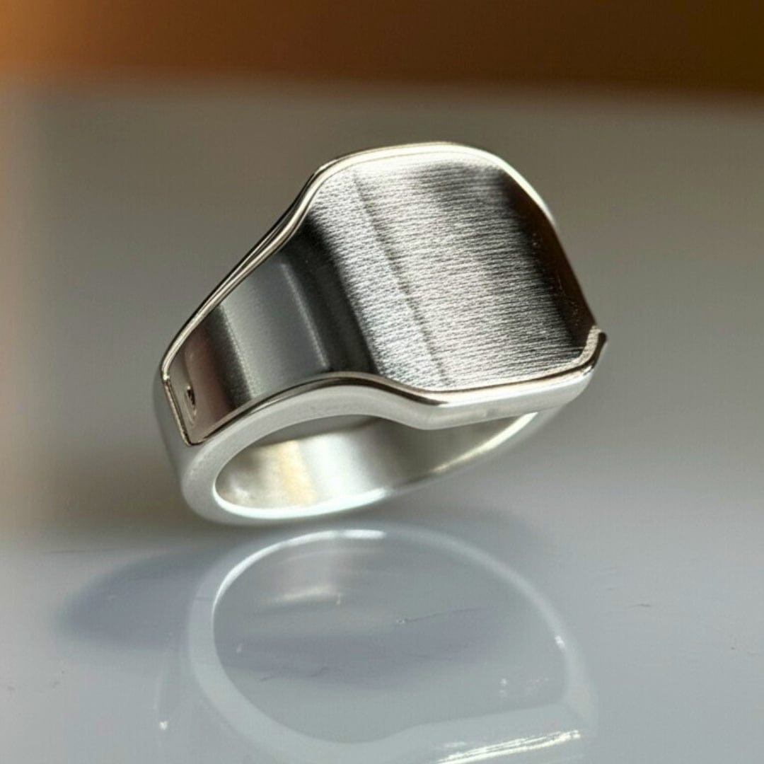 THE MEN THING Rings Royal Series - SILVERHUSH RING - Pure Stainless Steel Men’s Silver-Plated Ring – Statement Luxury Jewelry (Size : 16-19-22-24)