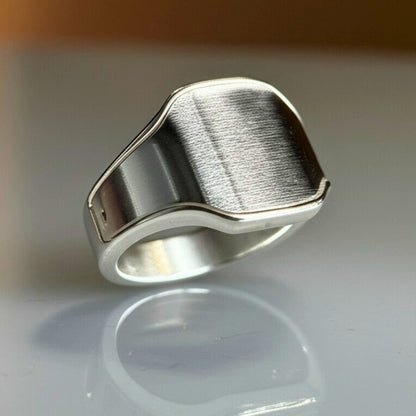 THE MEN THING Rings Royal Series - SILVERHUSH RING - Pure Stainless Steel Men’s Silver-Plated Ring – Statement Luxury Jewelry (Size : 16-19-22-24)