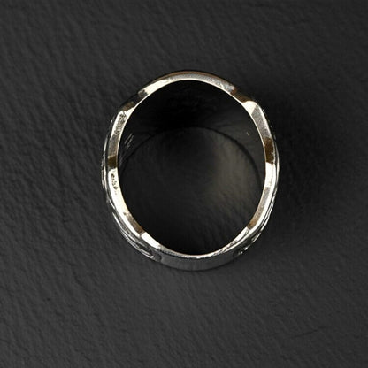 THE MEN THING Rings Royal Series - SOVEREIGN FLEUR RING - Pure Stainless Steel Men’s Steel-Gold-Plated Ring – Statement Luxury Jewelry (Size : -19-21-24)