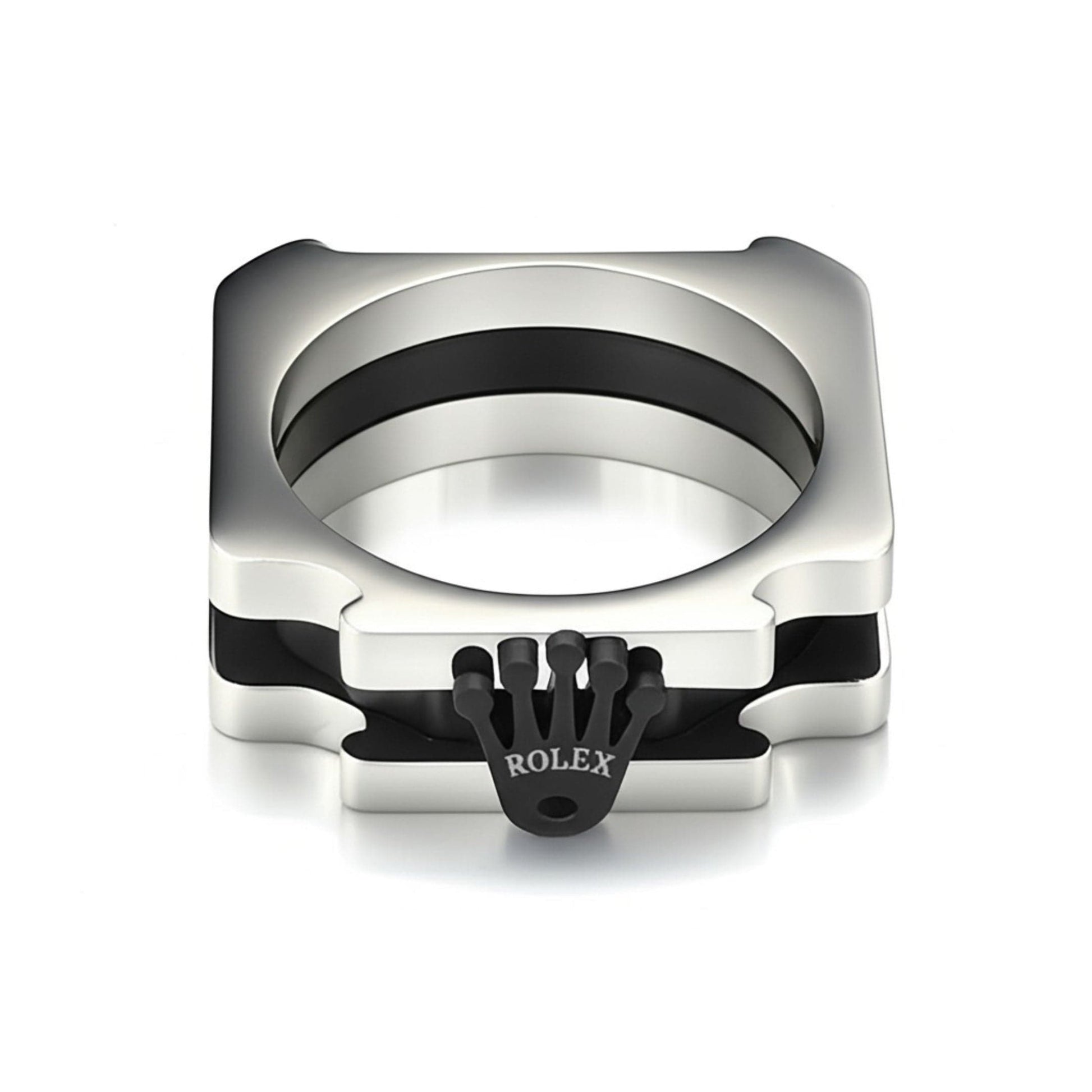 THE MEN THING Rings Royal Series - SQUARE REIGN RING - Pure Stainless Steel Men’s Steel-Black-Plated Ring – Statement Luxury Jewelry (Size : 16-19-22-24)