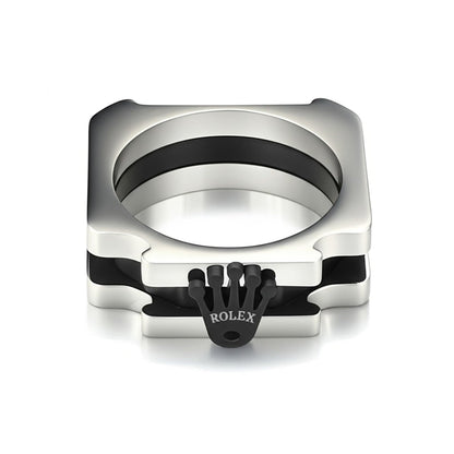 THE MEN THING Rings Royal Series - SQUARE REIGN RING - Pure Stainless Steel Men’s Steel-Black-Plated Ring – Statement Luxury Jewelry (Size : 16-19-22-24)
