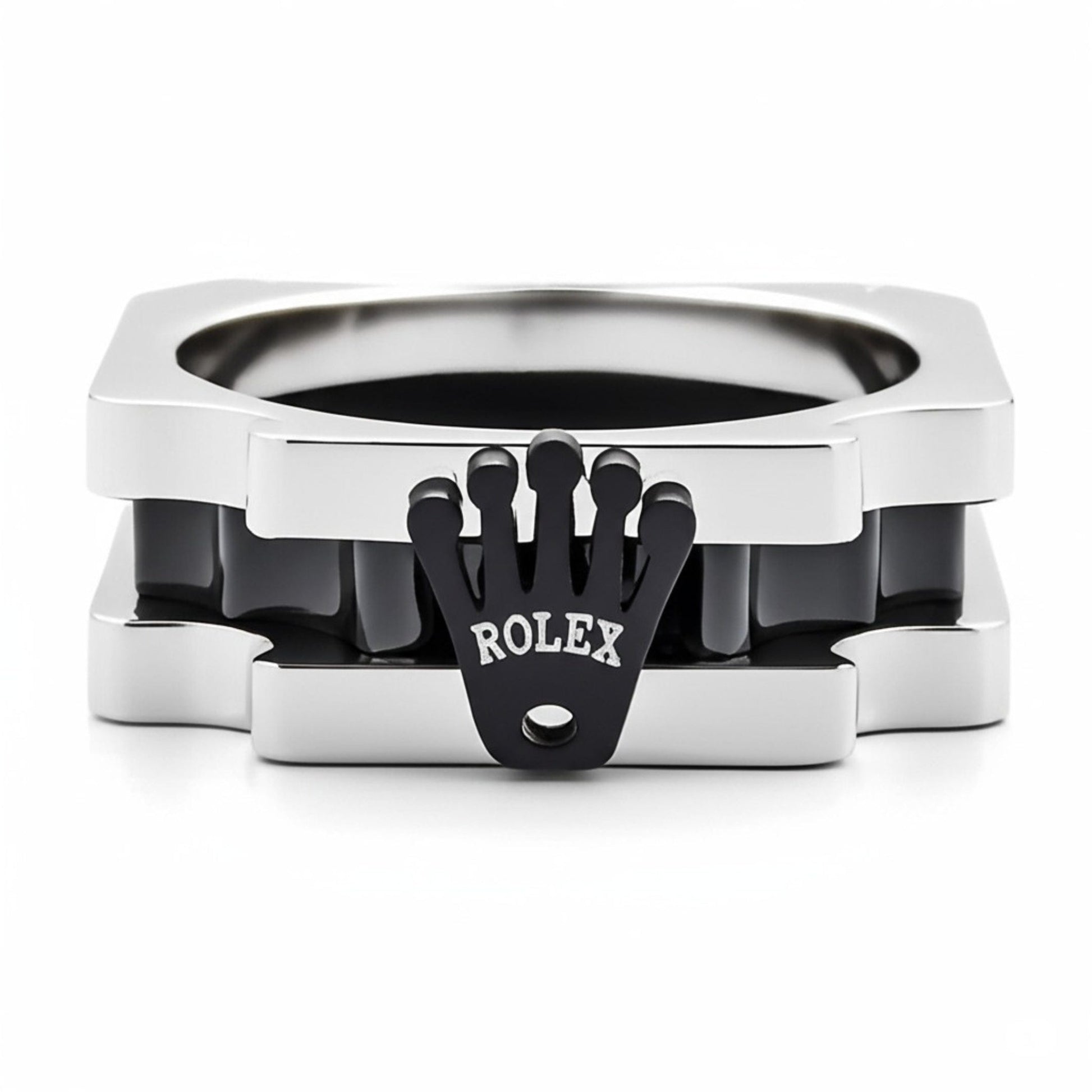 THE MEN THING Rings Royal Series - SQUARE REIGN RING - Pure Stainless Steel Men’s Steel-Black-Plated Ring – Statement Luxury Jewelry (Size : 16-19-22-24)
