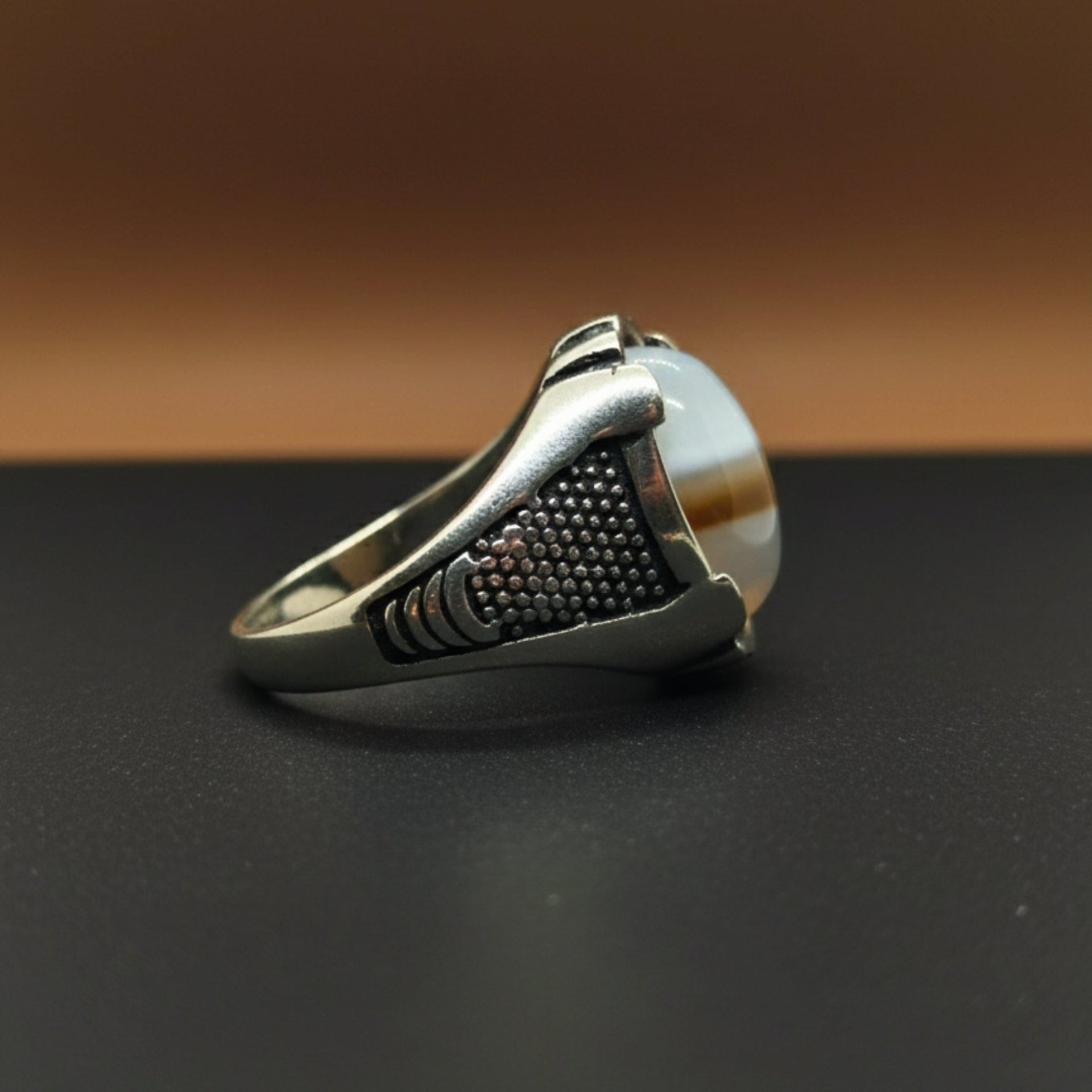 THE MEN THING Rings Royal Series - STRATOS VEIN MULTICOLOR STONES - Pure Stainless Steel Men’s Steel-Plated Ring – Statement Luxury Jewelry (Size :16-17-21-22-24-26-27)